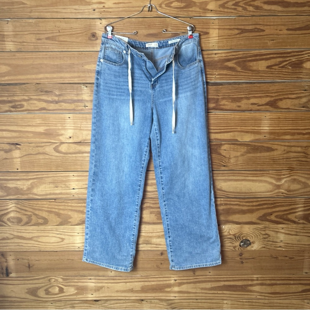 Oat New York Light Wash Straight Leg Jeans with Drawstring